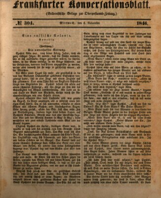 Frankfurter Konversationsblatt (Frankfurter Ober-Post-Amts-Zeitung) Mittwoch 4. November 1846