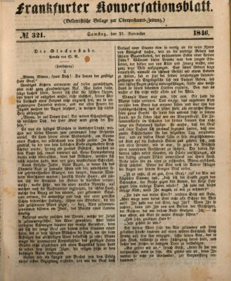 Frankfurter Konversationsblatt (Frankfurter Ober-Post-Amts-Zeitung) Samstag 21. November 1846