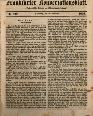 Frankfurter Konversationsblatt (Frankfurter Ober-Post-Amts-Zeitung) Sonntag 29. November 1846