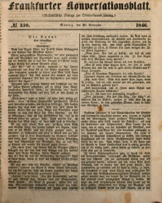 Frankfurter Konversationsblatt (Frankfurter Ober-Post-Amts-Zeitung) Montag 30. November 1846