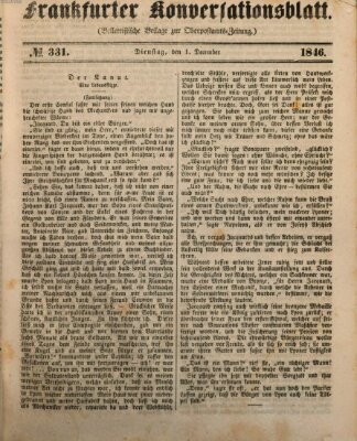 Frankfurter Konversationsblatt (Frankfurter Ober-Post-Amts-Zeitung) Dienstag 1. Dezember 1846