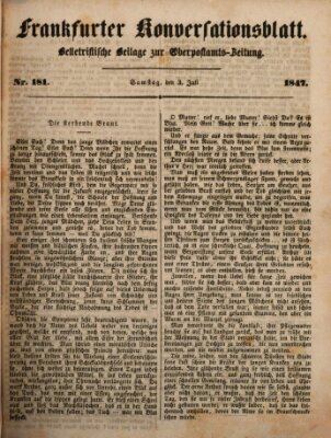 Frankfurter Konversationsblatt (Frankfurter Ober-Post-Amts-Zeitung) Samstag 3. Juli 1847