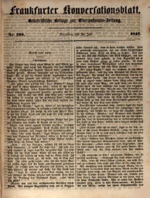 Frankfurter Konversationsblatt (Frankfurter Ober-Post-Amts-Zeitung) Dienstag 20. Juli 1847