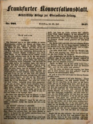 Frankfurter Konversationsblatt (Frankfurter Ober-Post-Amts-Zeitung) Samstag 24. Juli 1847