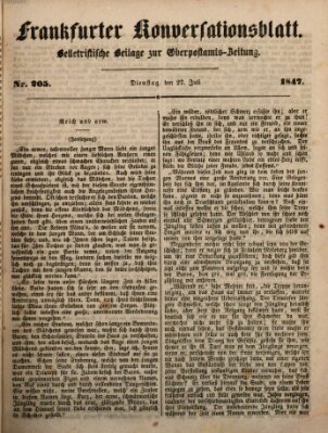 Frankfurter Konversationsblatt (Frankfurter Ober-Post-Amts-Zeitung) Dienstag 27. Juli 1847