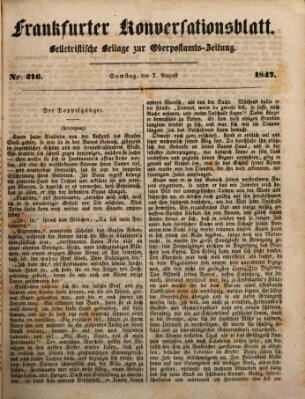 Frankfurter Konversationsblatt (Frankfurter Ober-Post-Amts-Zeitung) Samstag 7. August 1847