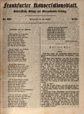 Frankfurter Konversationsblatt (Frankfurter Ober-Post-Amts-Zeitung) Mittwoch 18. August 1847