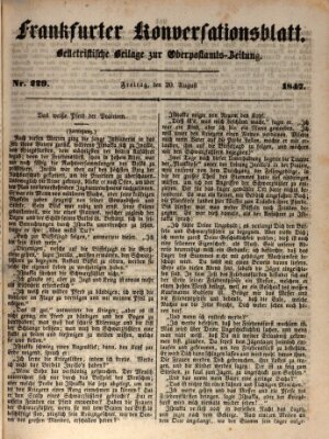 Frankfurter Konversationsblatt (Frankfurter Ober-Post-Amts-Zeitung) Freitag 20. August 1847