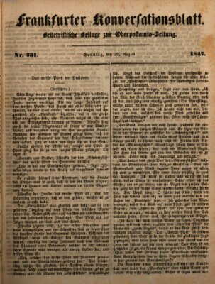 Frankfurter Konversationsblatt (Frankfurter Ober-Post-Amts-Zeitung) Sonntag 22. August 1847