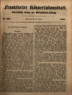 Frankfurter Konversationsblatt (Frankfurter Ober-Post-Amts-Zeitung) Montag 23. August 1847