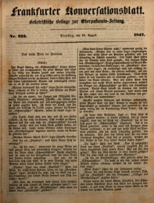 Frankfurter Konversationsblatt (Frankfurter Ober-Post-Amts-Zeitung) Dienstag 24. August 1847