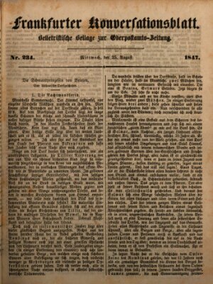 Frankfurter Konversationsblatt (Frankfurter Ober-Post-Amts-Zeitung) Mittwoch 25. August 1847