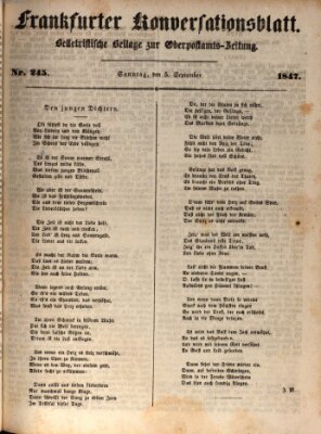 Frankfurter Konversationsblatt (Frankfurter Ober-Post-Amts-Zeitung) Sonntag 5. September 1847