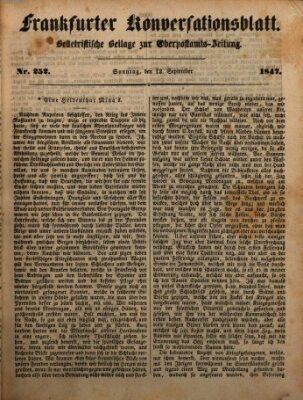 Frankfurter Konversationsblatt (Frankfurter Ober-Post-Amts-Zeitung) Sonntag 12. September 1847