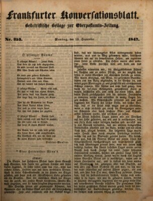 Frankfurter Konversationsblatt (Frankfurter Ober-Post-Amts-Zeitung) Montag 13. September 1847