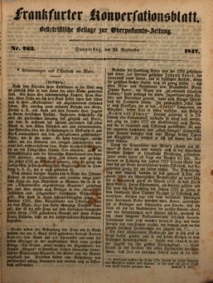 Frankfurter Konversationsblatt (Frankfurter Ober-Post-Amts-Zeitung) Donnerstag 23. September 1847