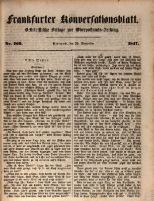 Frankfurter Konversationsblatt (Frankfurter Ober-Post-Amts-Zeitung) Mittwoch 29. September 1847