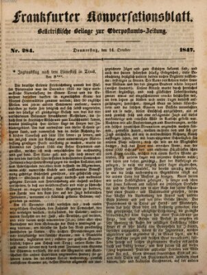 Frankfurter Konversationsblatt (Frankfurter Ober-Post-Amts-Zeitung) Donnerstag 14. Oktober 1847