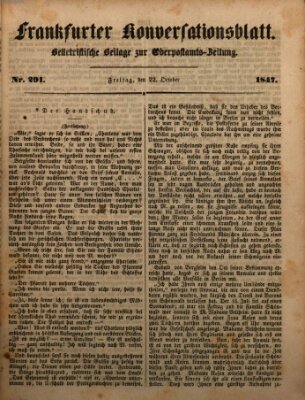 Frankfurter Konversationsblatt (Frankfurter Ober-Post-Amts-Zeitung) Freitag 22. Oktober 1847