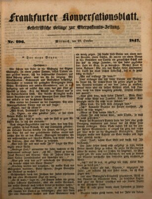 Frankfurter Konversationsblatt (Frankfurter Ober-Post-Amts-Zeitung) Mittwoch 27. Oktober 1847