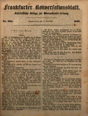 Frankfurter Konversationsblatt (Frankfurter Ober-Post-Amts-Zeitung) Donnerstag 4. November 1847