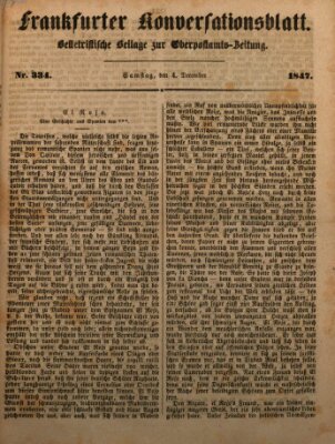 Frankfurter Konversationsblatt (Frankfurter Ober-Post-Amts-Zeitung) Samstag 4. Dezember 1847