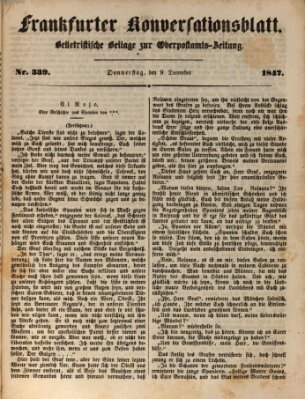 Frankfurter Konversationsblatt (Frankfurter Ober-Post-Amts-Zeitung) Donnerstag 9. Dezember 1847