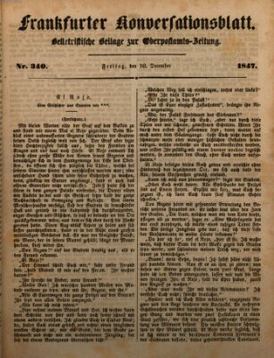 Frankfurter Konversationsblatt (Frankfurter Ober-Post-Amts-Zeitung) Freitag 10. Dezember 1847