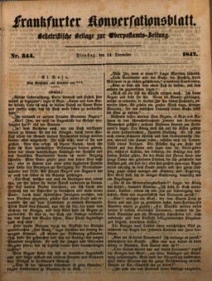 Frankfurter Konversationsblatt (Frankfurter Ober-Post-Amts-Zeitung) Dienstag 14. Dezember 1847