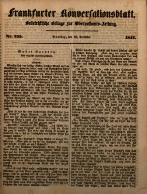 Frankfurter Konversationsblatt (Frankfurter Ober-Post-Amts-Zeitung) Samstag 25. Dezember 1847