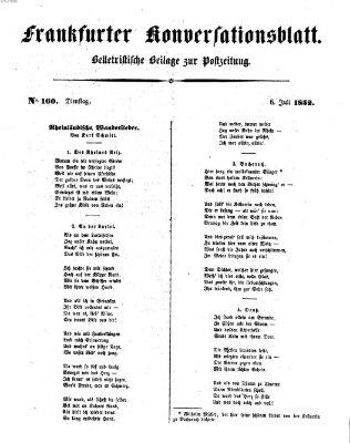 Frankfurter Konversationsblatt (Frankfurter Ober-Post-Amts-Zeitung) Dienstag 6. Juli 1852