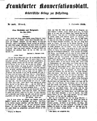 Frankfurter Konversationsblatt (Frankfurter Ober-Post-Amts-Zeitung) Mittwoch 1. September 1852