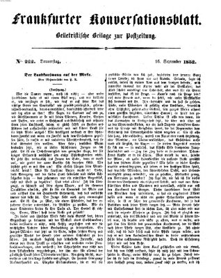 Frankfurter Konversationsblatt (Frankfurter Ober-Post-Amts-Zeitung) Donnerstag 16. September 1852