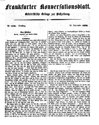 Frankfurter Konversationsblatt (Frankfurter Ober-Post-Amts-Zeitung) Samstag 25. September 1852