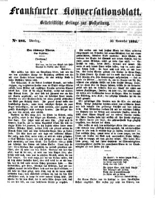 Frankfurter Konversationsblatt (Frankfurter Ober-Post-Amts-Zeitung) Dienstag 30. November 1852