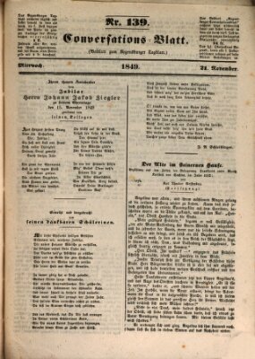 Regensburger Conversations-Blatt (Regensburger Tagblatt) Mittwoch 21. November 1849