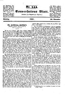 Regensburger Conversations-Blatt (Regensburger Tagblatt) Sonntag 30. November 1851