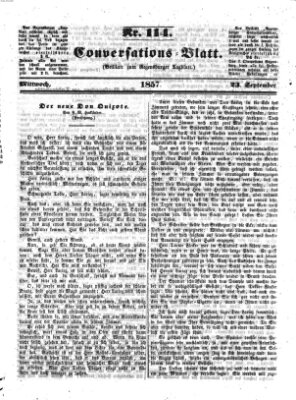 Regensburger Conversations-Blatt (Regensburger Tagblatt) Mittwoch 23. September 1857