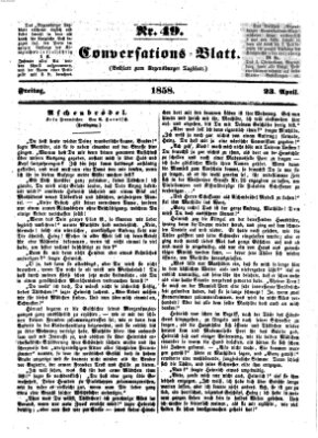 Regensburger Conversations-Blatt (Regensburger Tagblatt) Freitag 23. April 1858