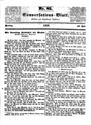 Regensburger Conversations-Blatt (Regensburger Tagblatt) Freitag 16. Juli 1858