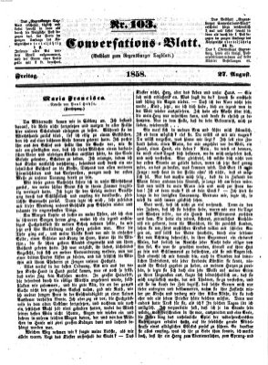 Regensburger Conversations-Blatt (Regensburger Tagblatt) Freitag 27. August 1858