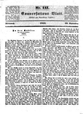 Regensburger Conversations-Blatt (Regensburger Tagblatt) Mittwoch 29. September 1858