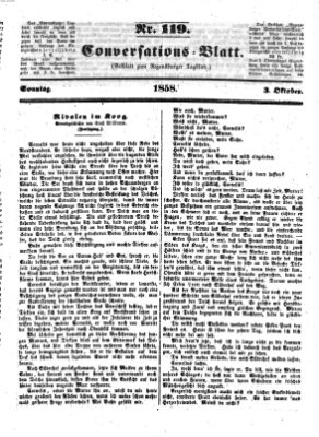 Regensburger Conversations-Blatt (Regensburger Tagblatt) Sonntag 3. Oktober 1858