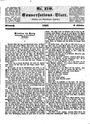 Regensburger Conversations-Blatt (Regensburger Tagblatt) Mittwoch 6. Oktober 1858