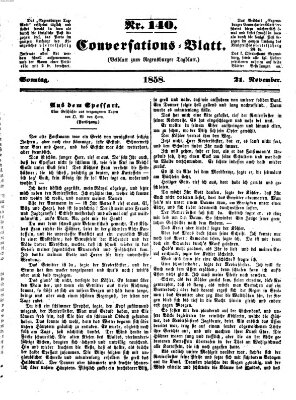 Regensburger Conversations-Blatt (Regensburger Tagblatt) Sonntag 21. November 1858