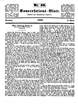 Regensburger Conversations-Blatt (Regensburger Tagblatt) Sonntag 3. April 1859