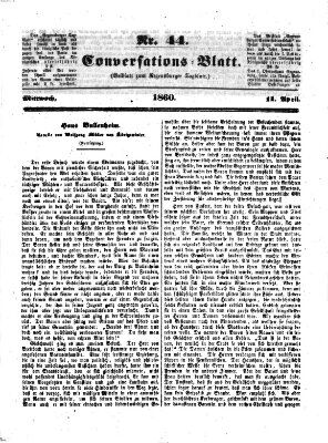 Regensburger Conversations-Blatt (Regensburger Tagblatt) Mittwoch 11. April 1860