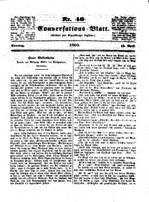 Regensburger Conversations-Blatt (Regensburger Tagblatt) Sonntag 15. April 1860