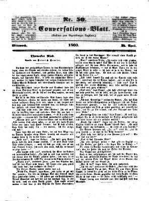 Regensburger Conversations-Blatt (Regensburger Tagblatt) Mittwoch 25. April 1860