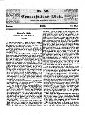 Regensburger Conversations-Blatt (Regensburger Tagblatt) Freitag 11. Mai 1860